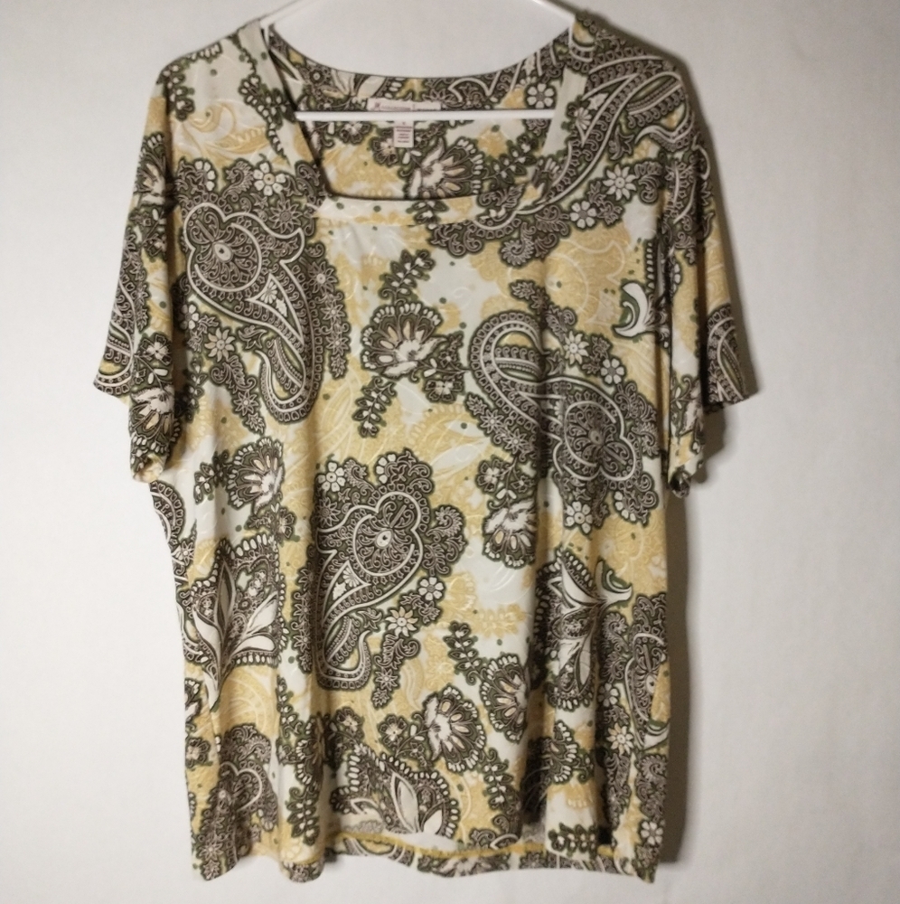 JM Collection patterned blouse size 1x